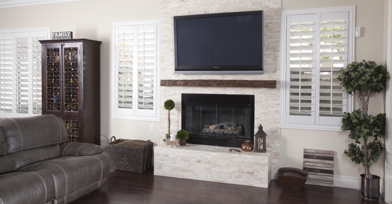 interior shutters in Philadelphia family room